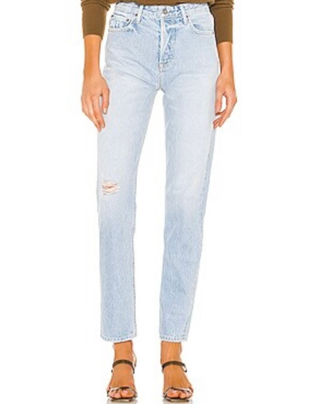 GRLFRND Button Fly Super High Rise Straight Leg Helena Jeans in Back On Size 31